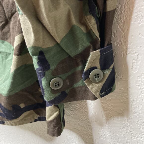 US ARMY Combat Field Jacket Small Long Hot Weather Woodland Camo RipStop Flaws* - Picture 11 of 16